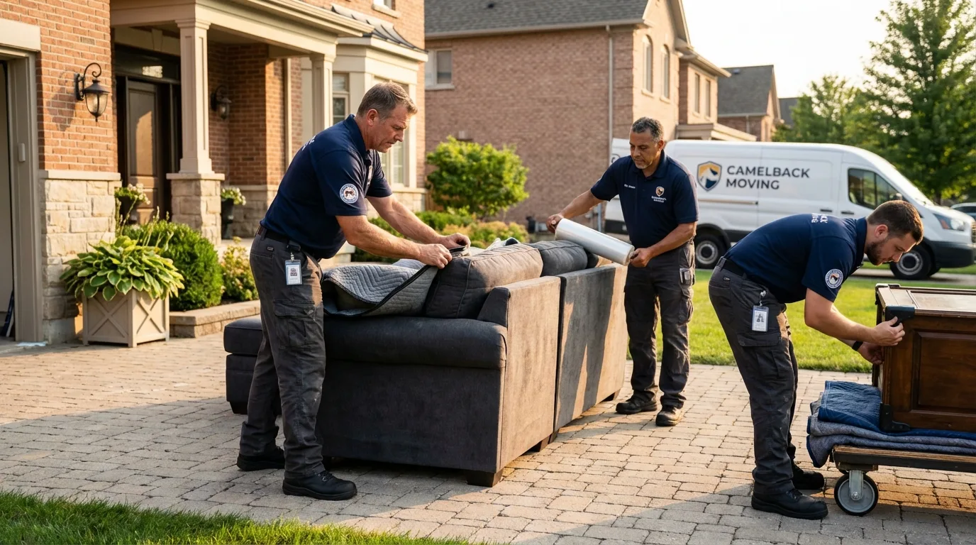 Large estate moving crew wrapping furniture in Huachuca City, AZ