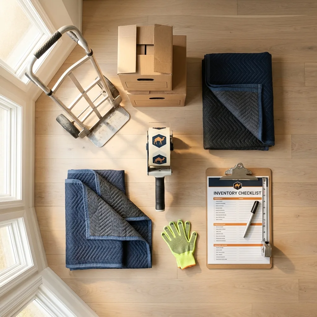 Professional moving supplies and packing materials layout for Huachuca City residential relocations